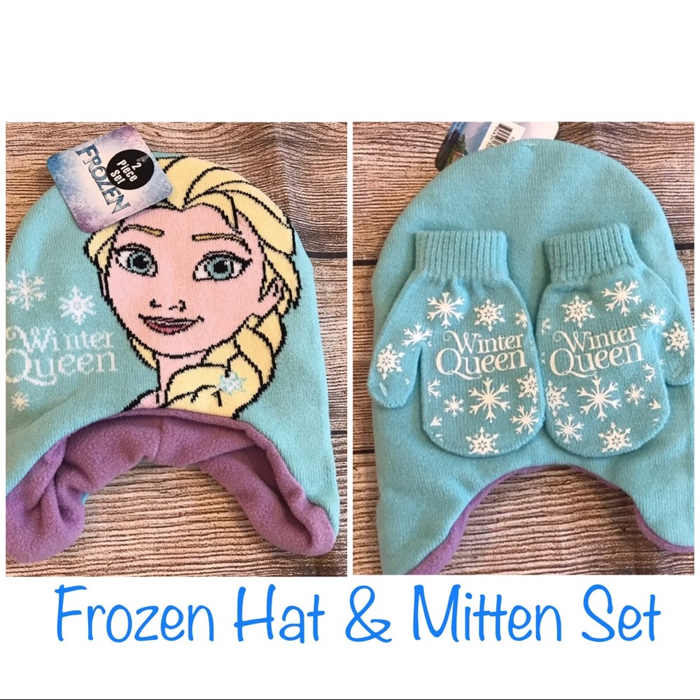 Disney Frozen Elsa Hat & Mitten Set NWT Toddler